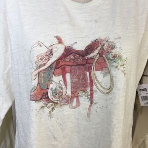 NEW Cowboy Country Horse Saddle Long Sleeve T-shirt 2XL